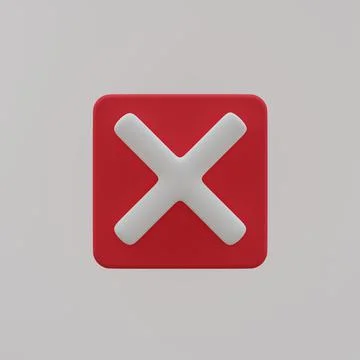 Declined negative wrong incorrect no tick sign 3D render illustration Stock Illustration