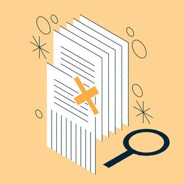Declined Paper Documents Isometric Illustration Illustrazione stock