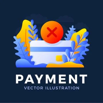 Declined payment Credit card vector stock illustration isolated on a dark bac Stock Illustration
