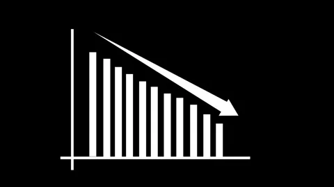 Declining bar chart with downward arrow animation Stock Footage 329114136