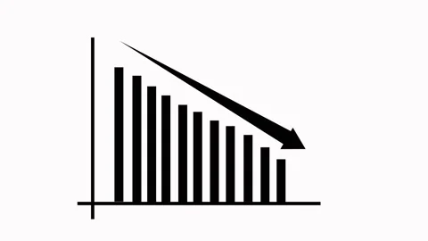 Declining bar chart with downward arrow animation Stock Footage 329114155