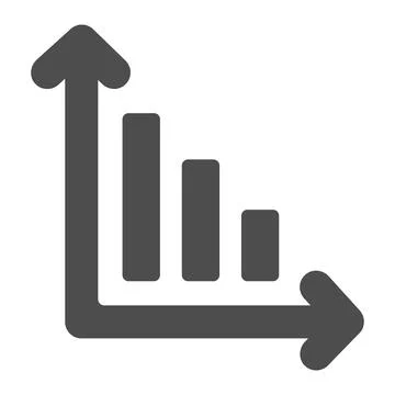 Declining bar graph, decrease bar chart solid icon, diagram concept, graph down Stockillustratie