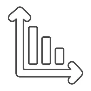 Declining bar graph, decrease bar chart thin line icon, diagram concept, graph Stock Illustration
