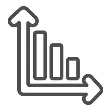 Declining bar graph, decrease bar chart line icon, diagram concept, graph down Stock Illustration