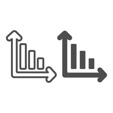 Declining bar graph, decrease bar chart line and solid icon, diagram concept Stock Illustration
