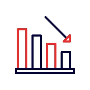 Declining Bar Graph Icon. Concept of decrease, loss, and negative trend. Stock Illustration