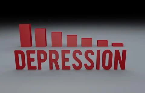 Declining bar graph indicating economic slowdown and depression Stock Illustration