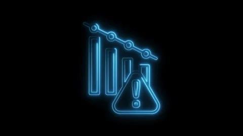 Declining bar graph line chart with warning sign representing financial los.. Stock Footage 312317583