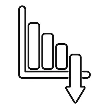 Declining bar graph showing negative trend with arrow pointing down Stock Illustration