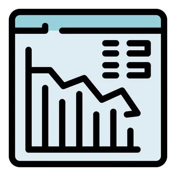 Declining bar graph showing negative trend on website dashboard Stock Illustration