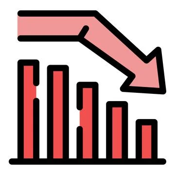 Declining bar graph shows negative business performance trend Stock Illustration