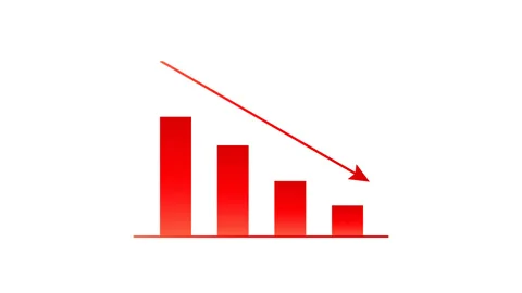 Declining curve red gradient showing loss or downscale Video stock 184025611