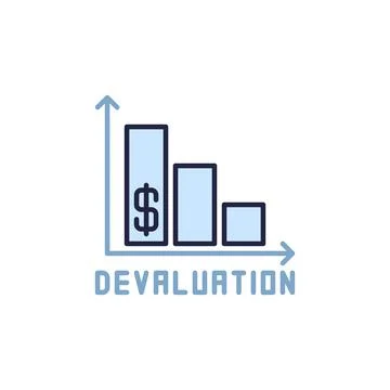 Declining Devaluation Bar Chart vector concept colored icon Stock Illustration