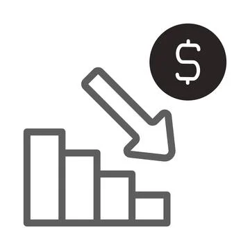 Declining Economy Represented By Graphic Elements Stock Illustration