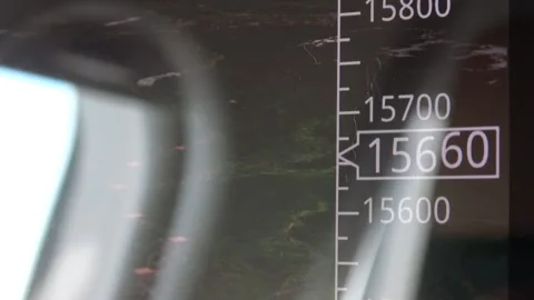 Declining figures show the plane is flying at a lower height. Stock Footage 307715140