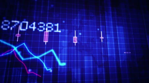 Declining financial chart close-up. Blue and White. Loopable. 2 in 1. Stock Footage 54837149