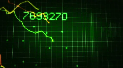 Declining financial chart close-up. Green and Blue. Loopable. 2 in 1. Stock Footage 54837154