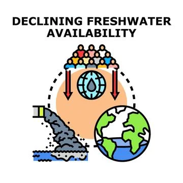 Declining freshwater availability vector concept illustration Stock Illustration