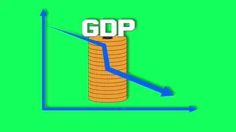 Declining GDP Coin Graph, Economic Downturn &amp; Financial Analysis Stock Footage 312119950