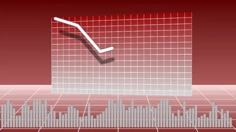 Declining graph animation over bar chart on red gradient background Stock-Footage 329036397