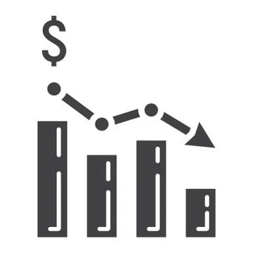 Declining graph glyph icon, business and finance Stock Illustration