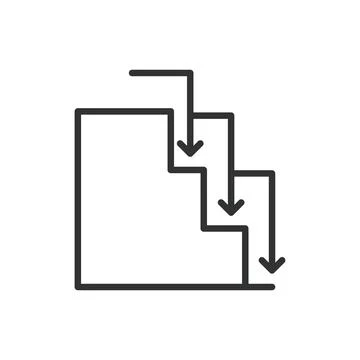 Declining graph icon in line design. decline, graph, chart, analytics, business Stock Illustration
