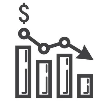 Declining graph line icon, business and finance Stock Illustration