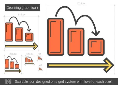 Declining graph line icon 库存插图