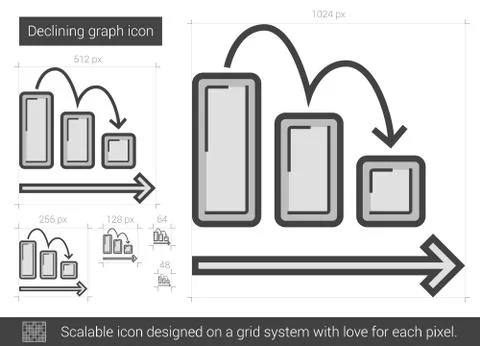 Declining graph line icon Stock Illustration