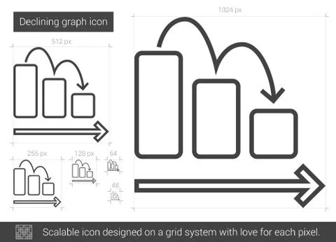 Declining graph line icon Stock Illustration