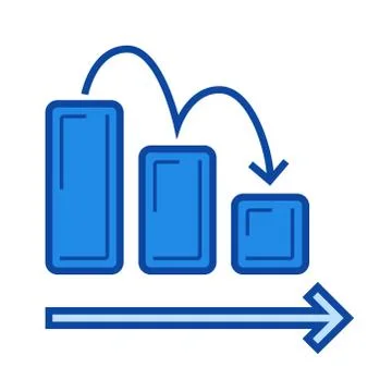 Declining graph line icon. Stock Illustration