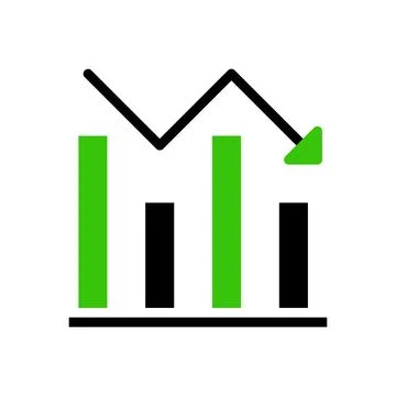 Declining Graph, Negative Trend, Business Loss, Financial Performance Stock Illustration