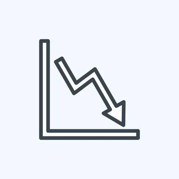 Declining Line Graph Icon in trendy line style isolated on soft blue backgrou Stock Illustration