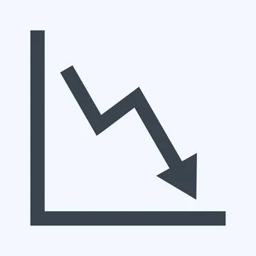 Declining Line Graph Icon in trendy glyph style isolated on soft blue backgro Stock Illustration