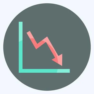 Declining Line Graph Icon in trendy flat style isolated on soft blue backgrou Stock Illustration