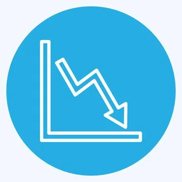 Declining Line Graph Icon in trendy blue eyes style isolated on soft blue bac 库存插图