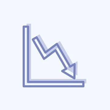 Declining Line Graph Icon in trendy two tone style isolated on soft blue back Stock Illustration