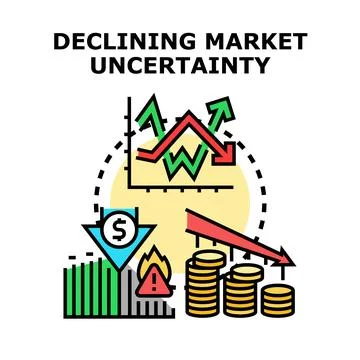 Declining market uncertainty causing financial crisis and risk Stock Illustration
