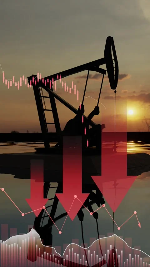 Declining Oil Pump Jack at Sunset  Vertical Stock Footage 339584777