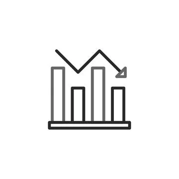 Declining trend analysis illustration depicting economic downturn with down.. Stock Illustration