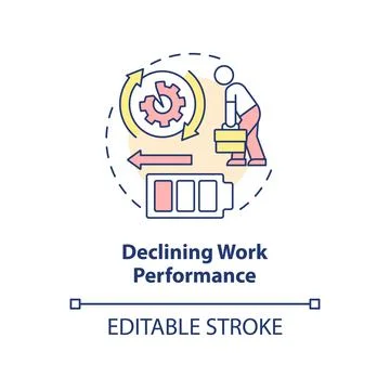 Declining work performance concept icon Stock Illustration