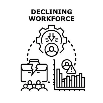 Declining workforce causing business challenges and labor shortages Stock Illustration