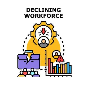 Declining workforce causing business challenges and labor shortages Stock Illustration