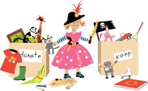 Declutter with kids Stock Illustration