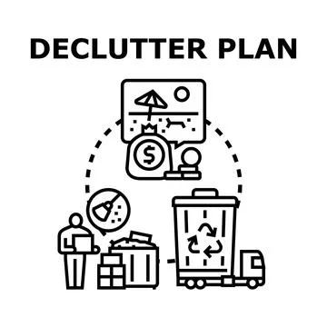 Declutter plan for home organization and space cleaning Stock Illustration