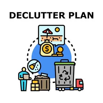 Declutter plan for home organization and space cleaning Stock Illustration