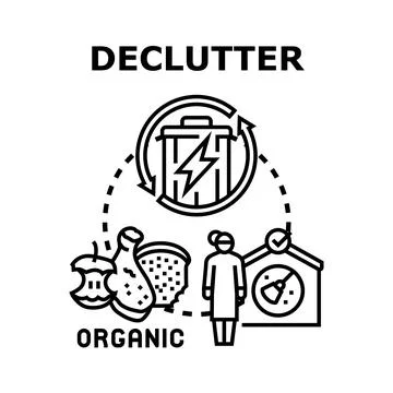 Decluttering and organizing home space with organic waste management Stock-Illustration