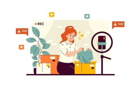 Decluttering and sorting things Stock Illustration