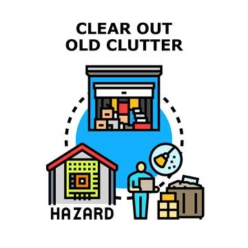 Decluttering old items clearing away storage hazard Stock Illustration