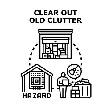 Decluttering old items clearing away storage hazard Stock Illustration